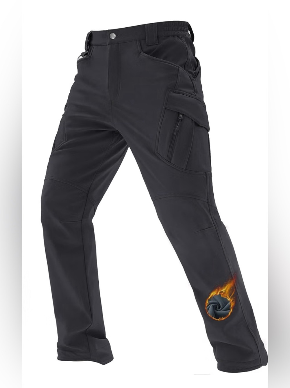 Men's Black Tactical Cargo Pants with Multiple Pockets